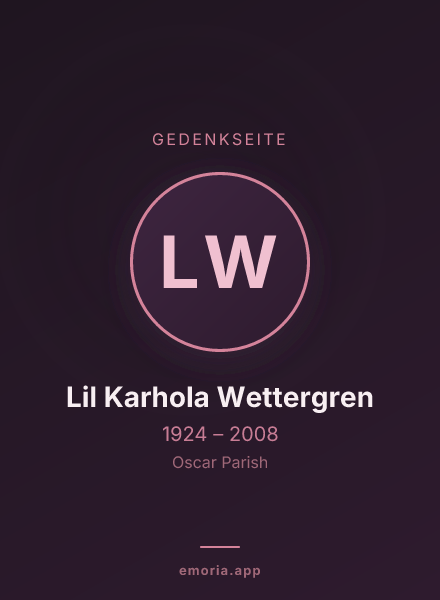 Gedenkportrait von Lil Karhola Wettergren