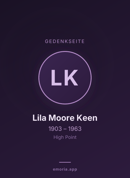 Gedenkportrait von Lila Moore Keen
