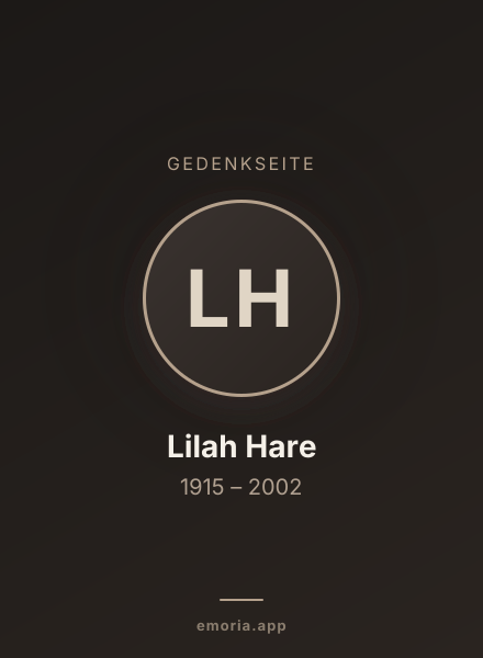 Gedenkportrait von Lilah Hare