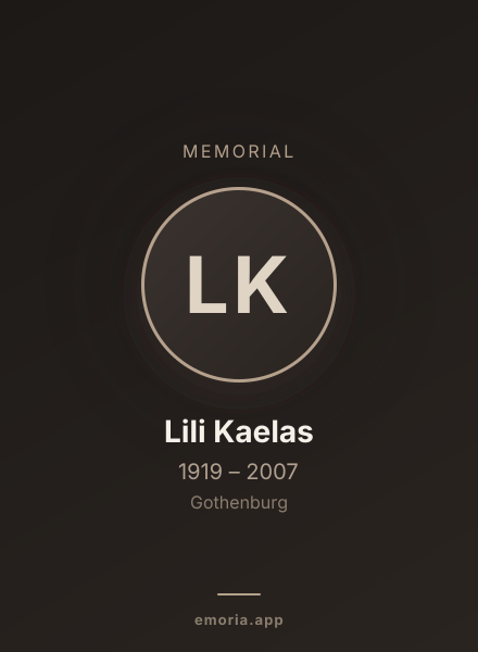 Memorial portrait of Lili Kaelas