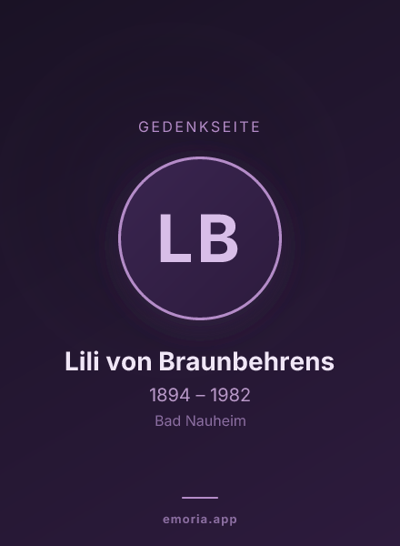 Gedenkportrait von Lili von Braunbehrens