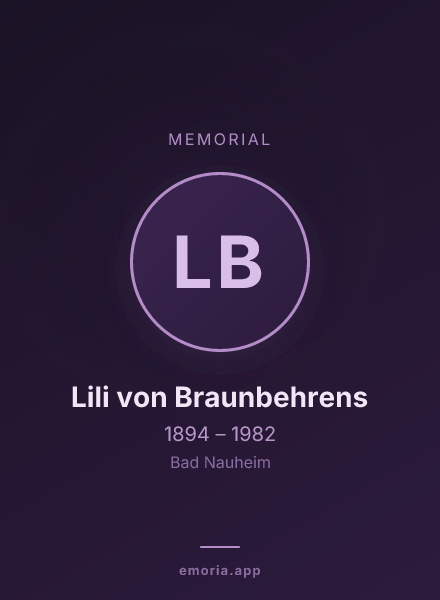 Memorial portrait of Lili von Braunbehrens