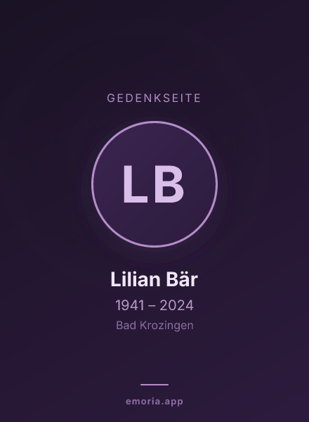 Gedenkportrait von Lilian Bär