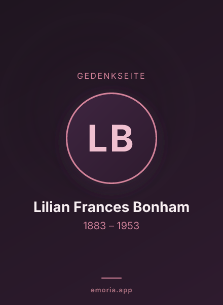 Gedenkportrait von Lilian Frances Bonham