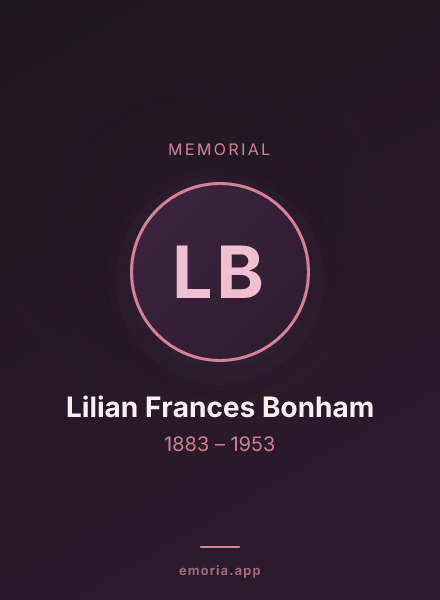 Memorial portrait of Lilian Frances Bonham