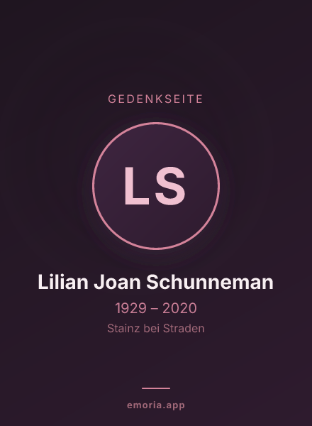 Gedenkportrait von Lilian Joan Schunneman