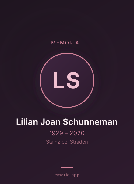Memorial portrait of Lilian Joan Schunneman