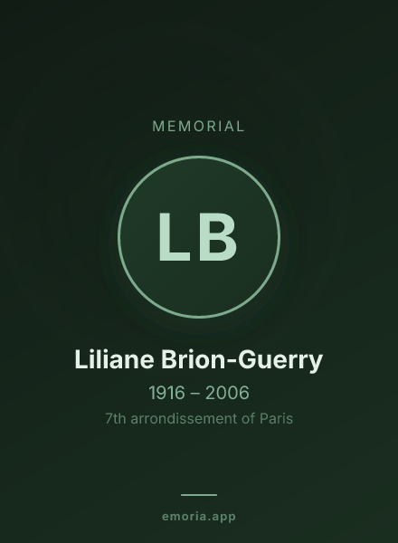 Memorial portrait of Liliane Brion-Guerry