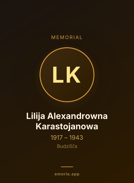 Memorial portrait of Lilija Alexandrowna Karastojanowa