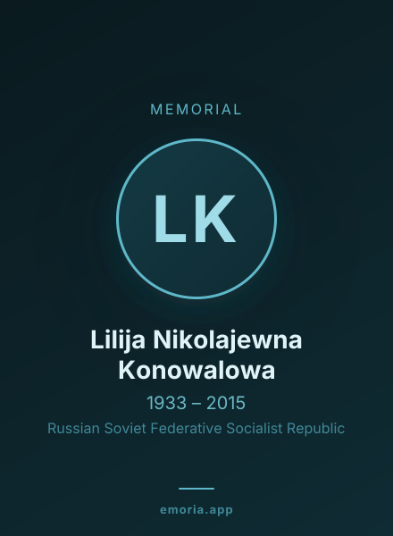 Memorial portrait of Lilija Nikolajewna Konowalowa