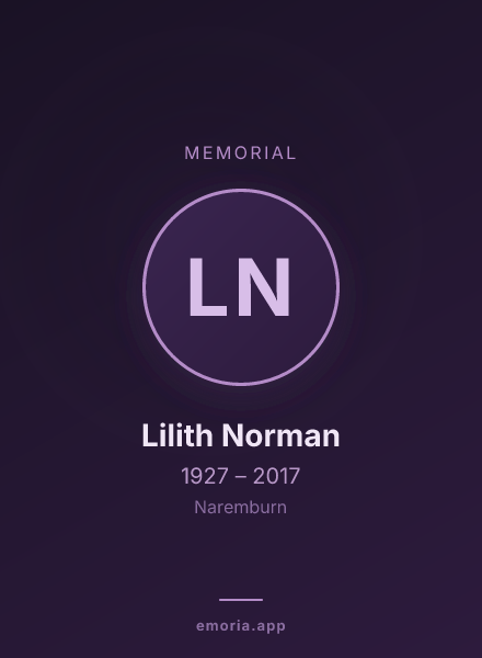 Memorial portrait of Lilith Norman
