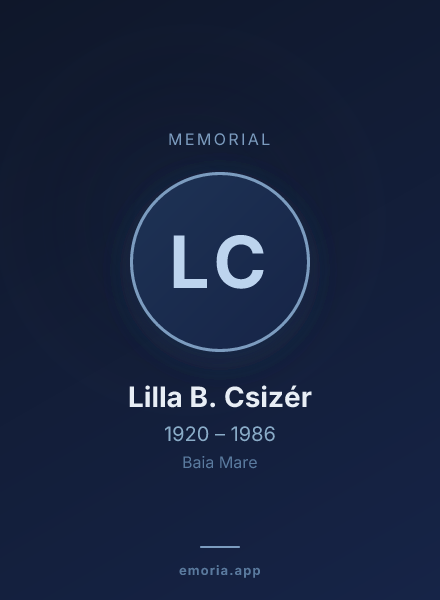 Memorial portrait of Lilla B. Csizér