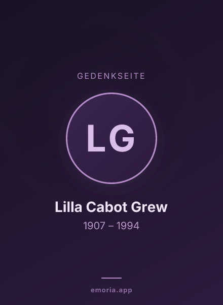Gedenkportrait von Lilla Cabot Grew