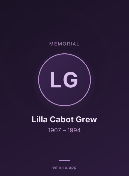 Memorial portrait of Lilla Cabot Grew