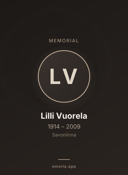 Memorial portrait of Lilli Vuorela