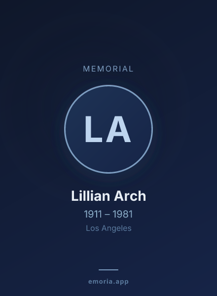 Memorial portrait of Lillian Arch
