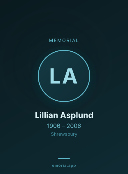 Memorial portrait of Lillian Asplund