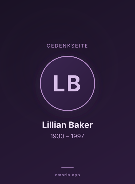 Gedenkportrait von Lillian Baker