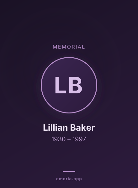 Memorial portrait of Lillian Baker