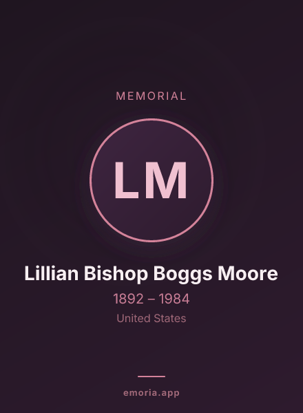 Memorial portrait of Lillian Bishop Boggs Moore