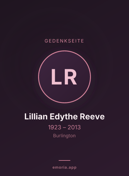 Gedenkportrait von Lillian Edythe Reeve