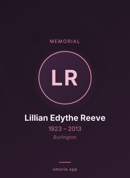 Memorial portrait of Lillian Edythe Reeve