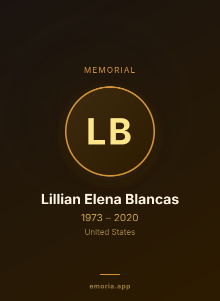 Memorial portrait of Lillian Elena Blancas