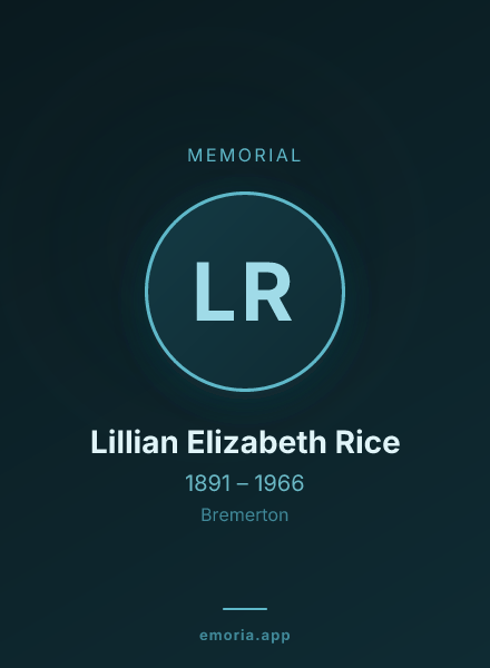 Memorial portrait of Lillian Elizabeth Rice