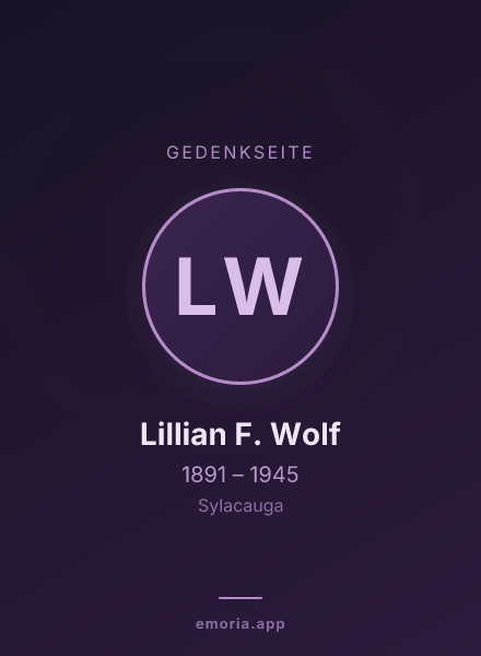 Gedenkportrait von Lillian F. Wolf