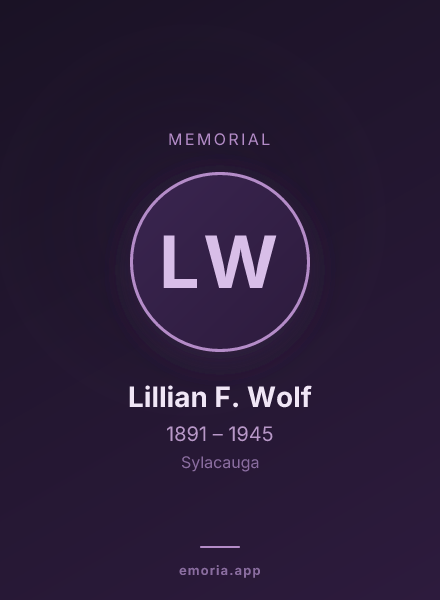 Memorial portrait of Lillian F. Wolf