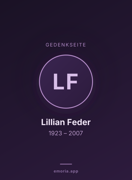 Gedenkportrait von Lillian Feder
