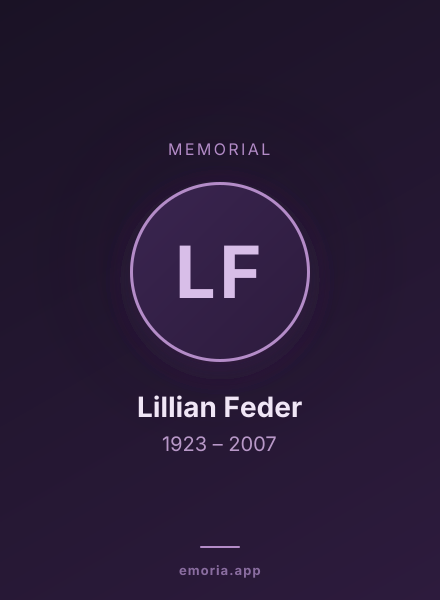 Memorial portrait of Lillian Feder