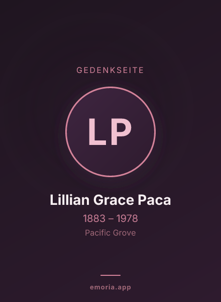 Gedenkportrait von Lillian Grace Paca