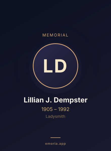 Memorial portrait of Lillian J. Dempster
