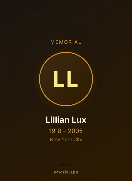 Memorial portrait of Lillian Lux