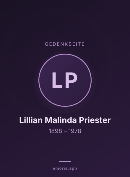 Gedenkportrait von Lillian Malinda Priester