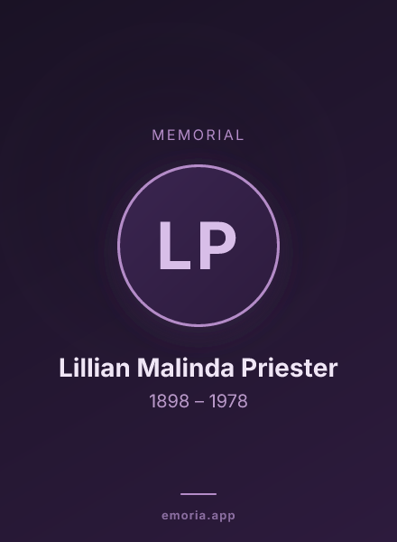 Memorial portrait of Lillian Malinda Priester