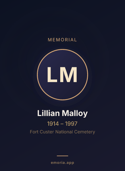 Memorial portrait of Lillian Malloy