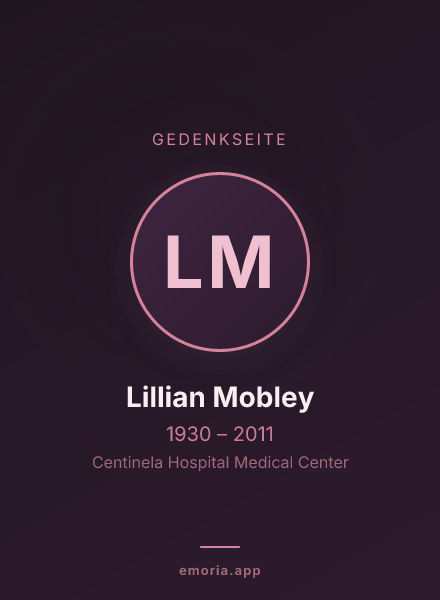 Gedenkportrait von Lillian Mobley