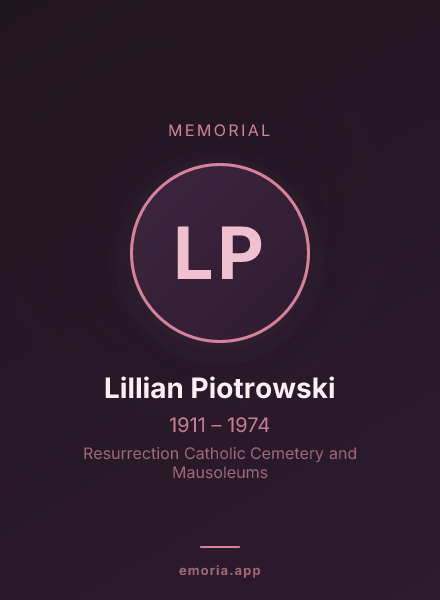 Memorial portrait of Lillian Piotrowski