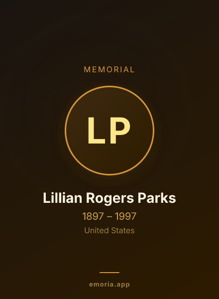 Memorial portrait of Lillian Rogers Parks