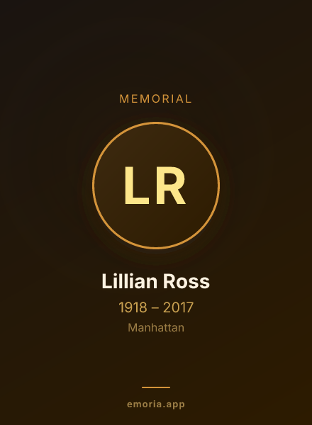 Memorial portrait of Lillian Ross