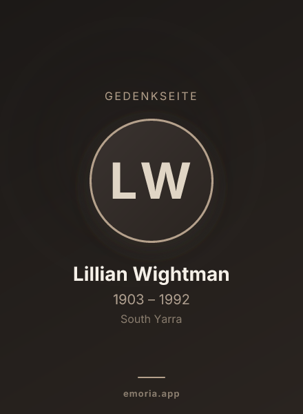 Gedenkportrait von Lillian Wightman