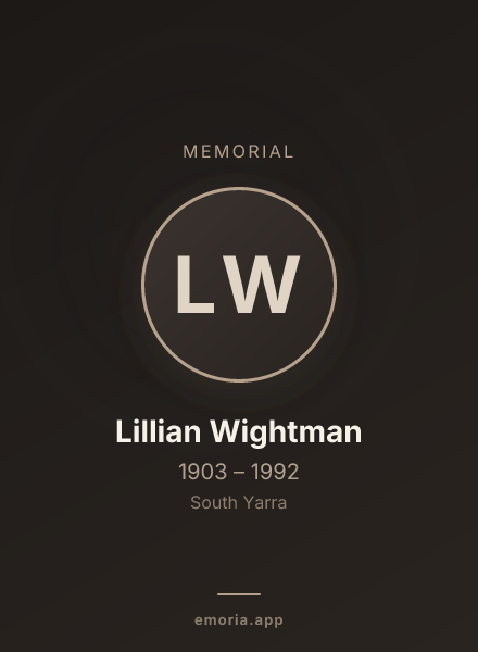 Memorial portrait of Lillian Wightman