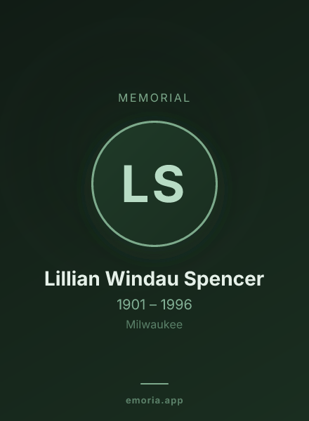 Memorial portrait of Lillian Windau Spencer
