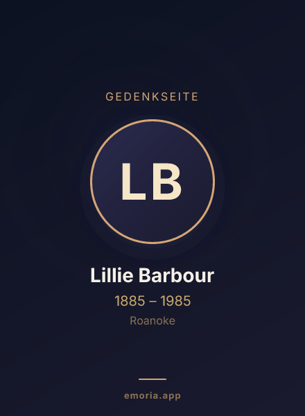 Gedenkportrait von Lillie Barbour