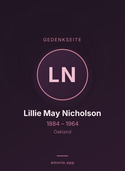 Gedenkportrait von Lillie May Nicholson
