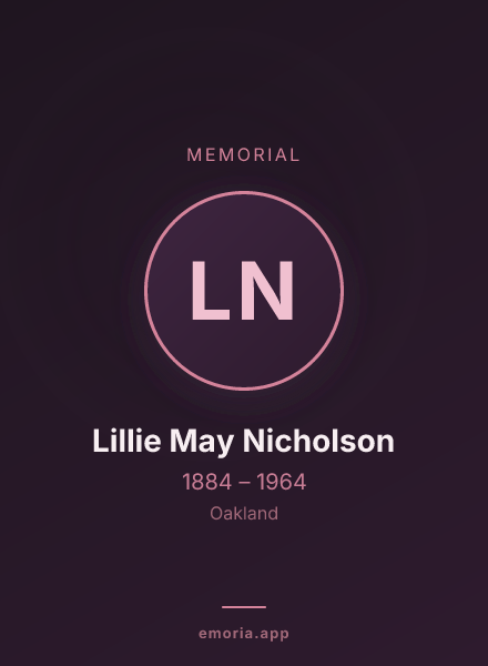 Memorial portrait of Lillie May Nicholson