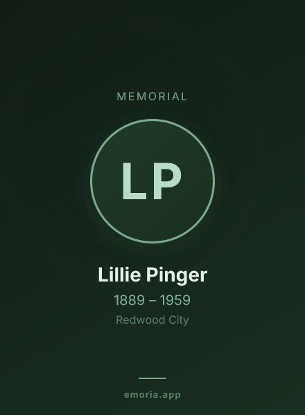 Memorial portrait of Lillie Pinger