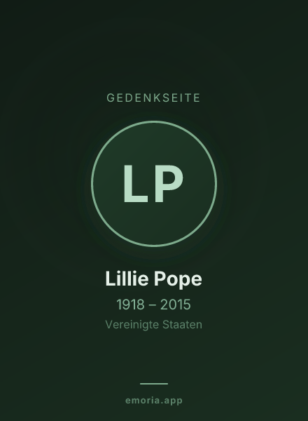 Gedenkportrait von Lillie Pope